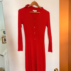 Vibrant Red Long Sleeve Dress